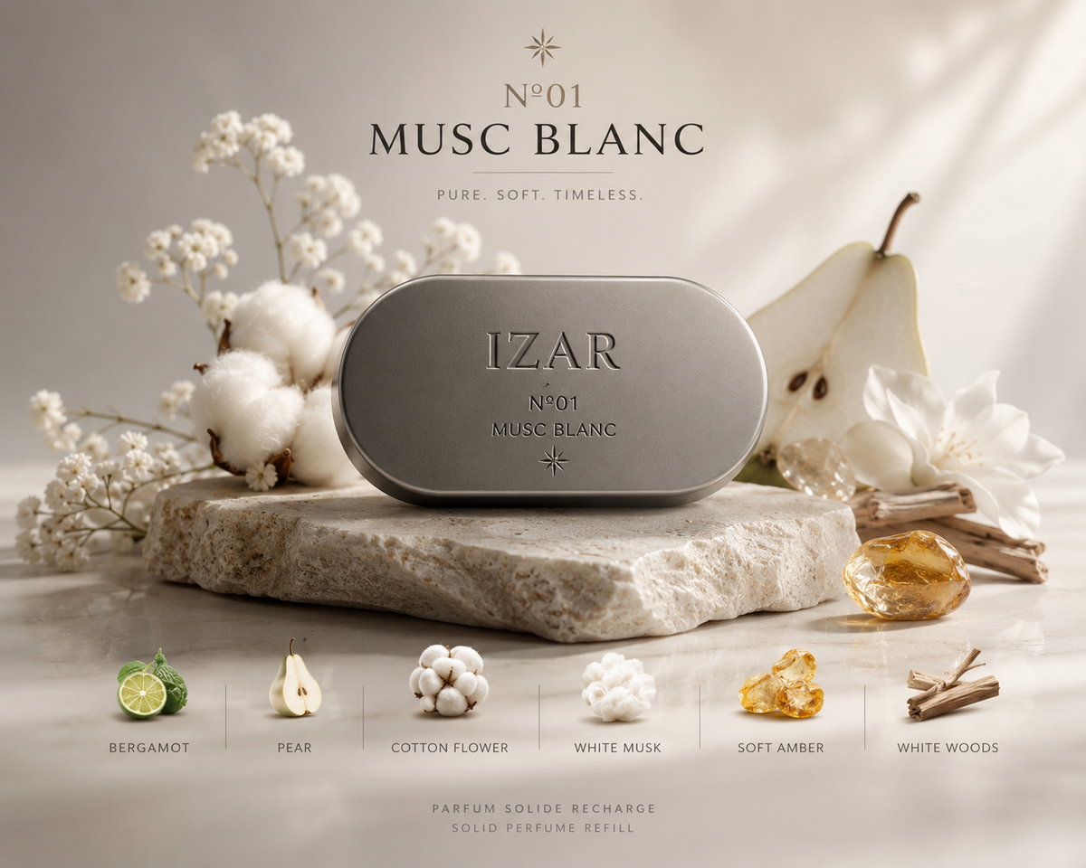 IZAR N°01 Musc Blanc – Parfum solide rechargeable