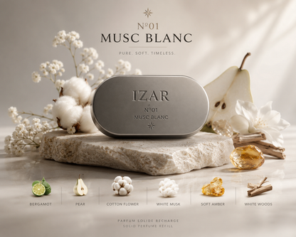 IZAR N°01 Musc Blanc – Parfum solide rechargeable