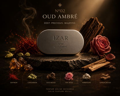 IZAR N°02 Oud Ambré – Parfum solide rechargeable