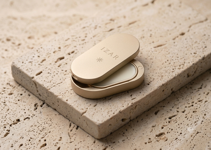 Boîtier IZAR champagne mat pour parfum solide rechargeable